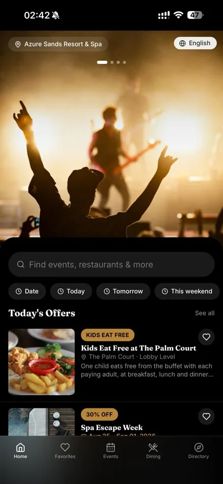 Envoy home screen showing today's offers